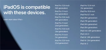 iPad OS15対応機種一覧
