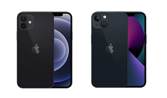iPhone12ブラックとiPhone13ミッドナイト比較