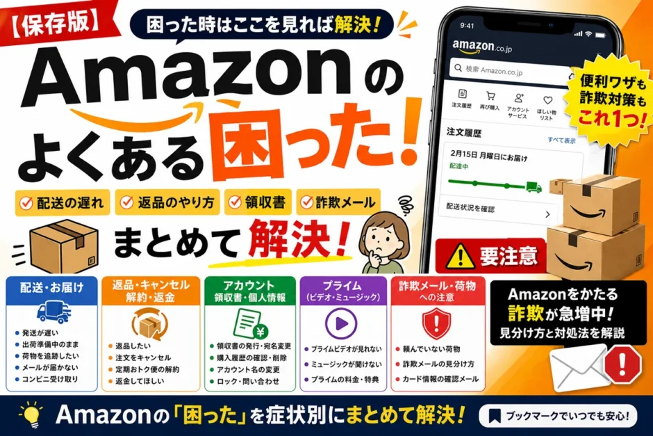 Amazonのよくある困った！配送・返品・領収書・詐欺メールの解決まとめ