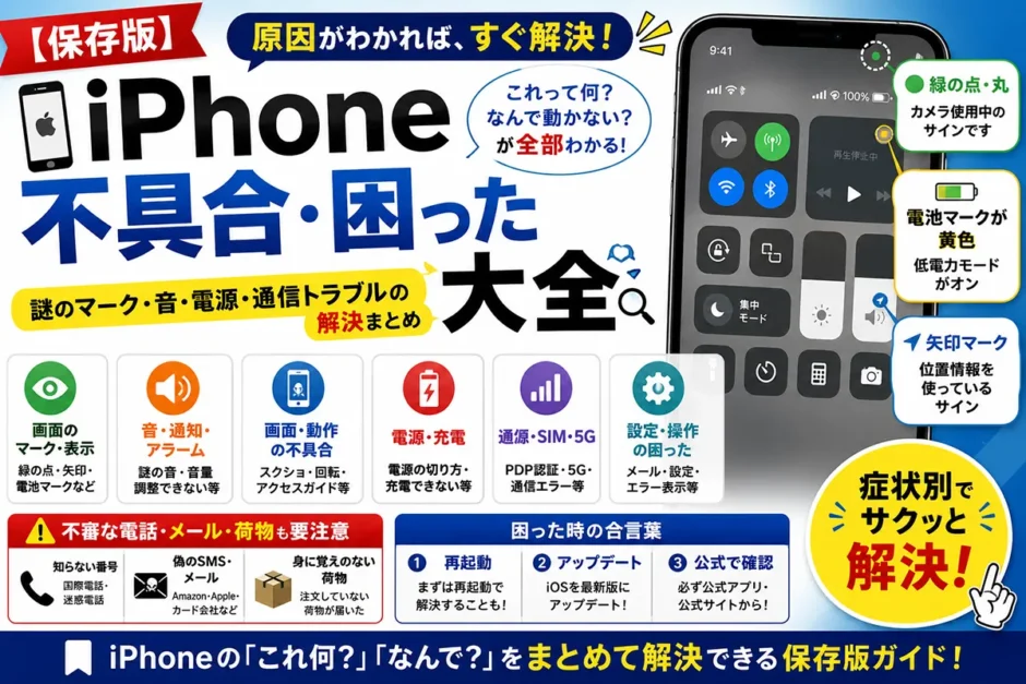 iPhone不具合・困った大全｜謎のマーク・音・電源・通信トラブルの解決まとめ