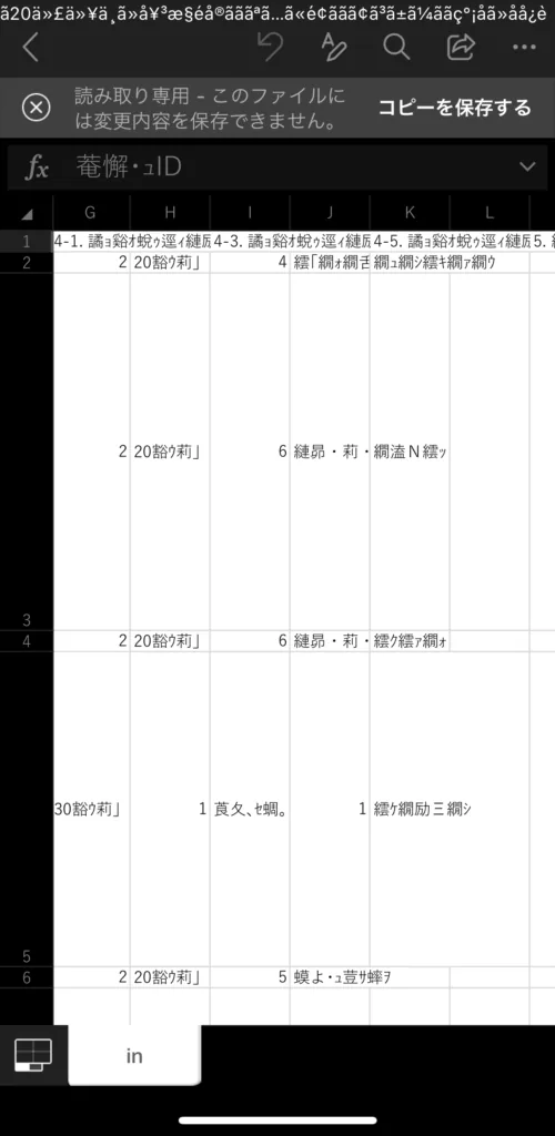 エクセルファイルの文字コードが違う