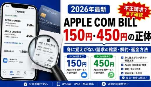 Apple Com Billとは？150円・450円の正体と、身に覚えがない請求の確認・解約・返金方法【2026年最新】