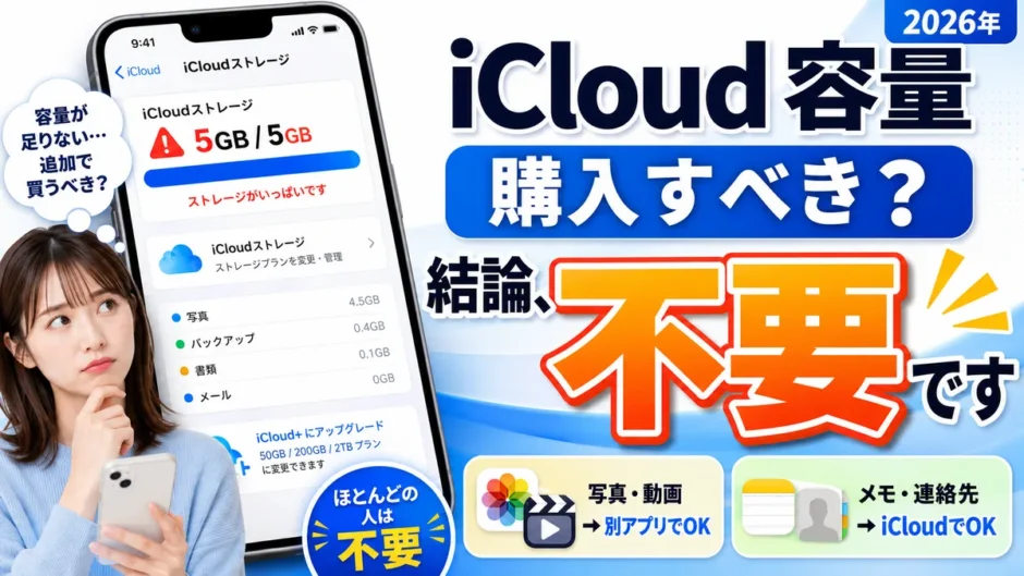 iCloudの容量は購入すべき？結論、ほとんどの人は購入不要です【2026年】