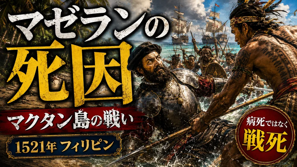 マゼランの死因はマクタン島の戦いでの戦死|1521年フィリピン・ラプ=ラプ軍との戦闘