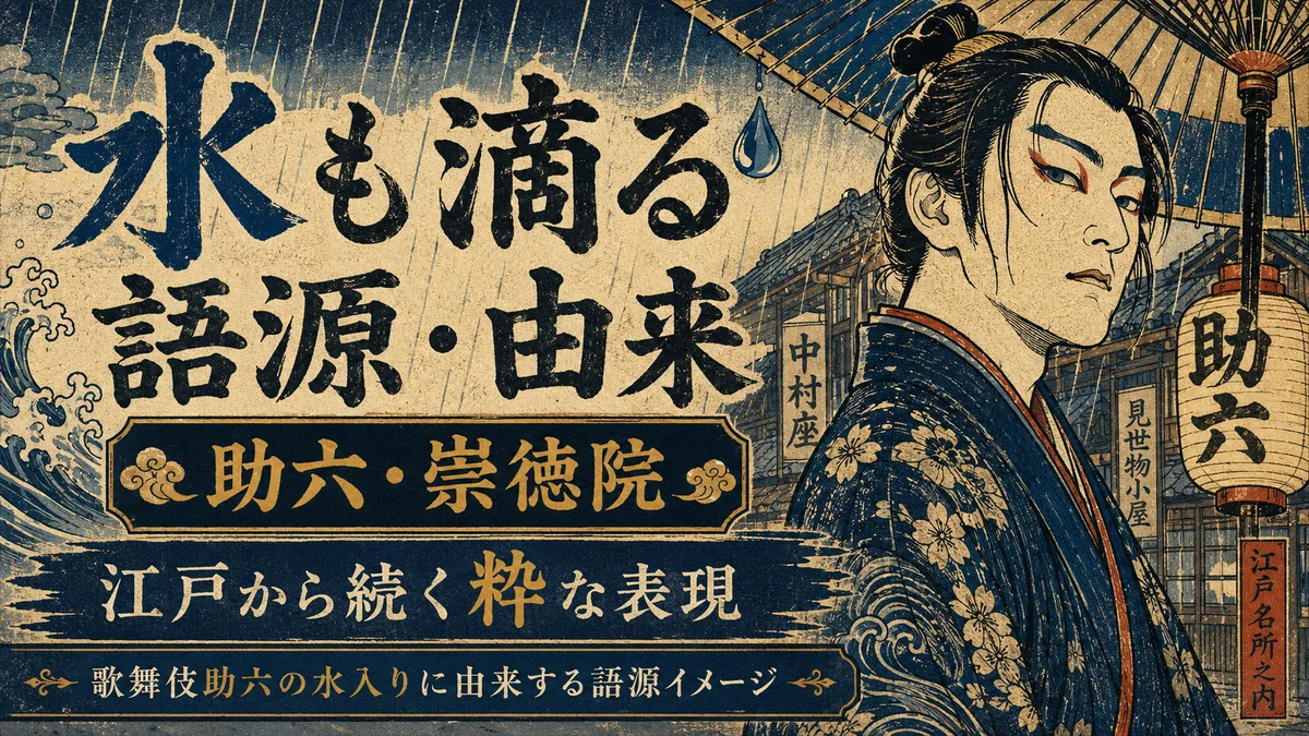 歌舞伎「助六」の水入りに由来する「水も滴る」の語源イメージ(江戸から続く粋な表現)