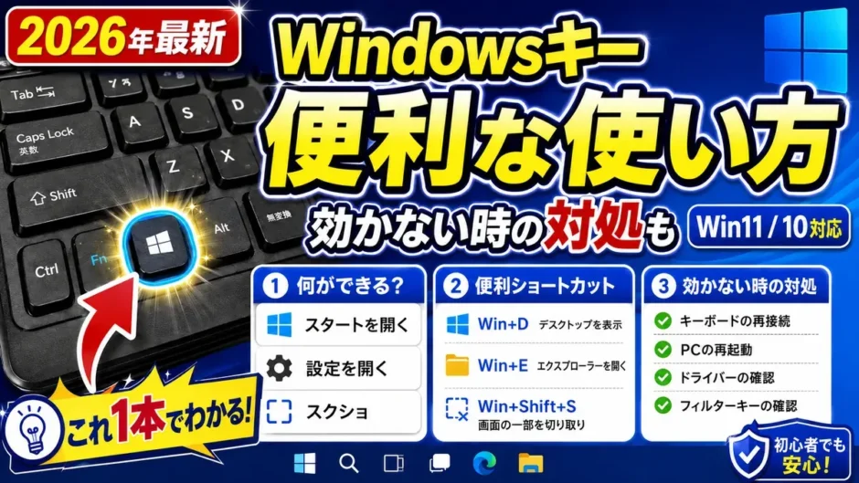 Windowsキーの便利な使い方・効かない時の対処（2026年最新・Windows11/10対応）