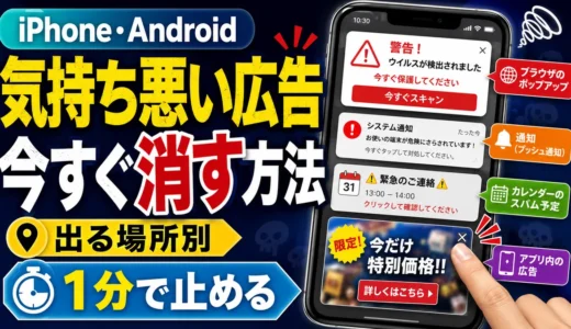 スマホの気持ち悪い広告を今すぐ消す方法|出る場所別に止める【iPhone・Android】